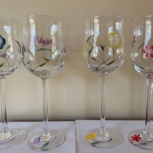 LENOX etched and painted wine glasses “floral spirit” set of 4